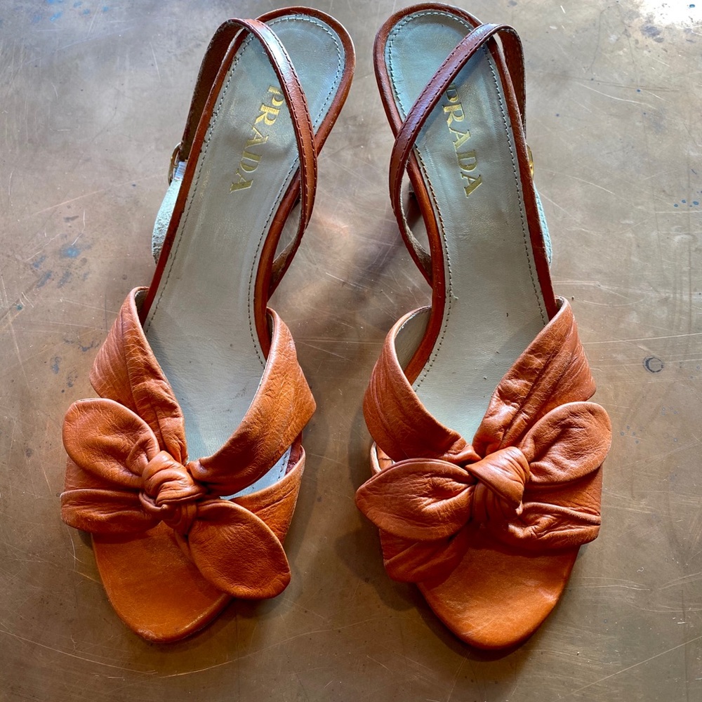 Prada Leather kitten heels Sandals